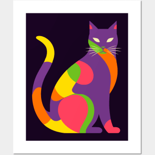 Abstract Shapes Cat purple Posters and Art